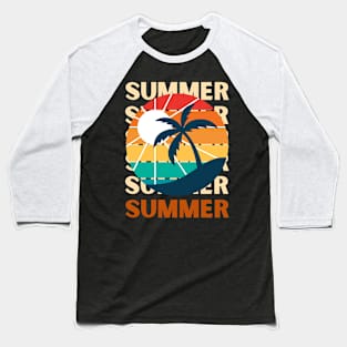 Hello summer sunset Beach summertime Adventure travel lover palm tree sun Baseball T-Shirt